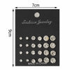Twelve-Pair Round Stone Stud Earrings Set in Silver-Tone - Image 6