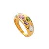 Color Cubic Zirconia Diamonds Stainless Steel Ring for Women Cast Textured Jewelry Gift - Image 1