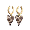 Acrylic Resin Leopard Heart Pendant Hoop Earrings Woman Gold Color Thick Stainless Steel Ear Buckle Female Jewelry - Image 13