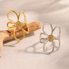 316L Stainless Steel Double Color Hollow Flower Open Ring Party Jewelry Women's Unique Ring Gift - Image 2
