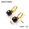 Stainless Steel Colorful Double White Black Square Stone Drop Earring Gold Plated Earrings For Women Jewelry - Image 4