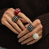 Vintage Rivet Acrylic Chunky Irregular Wide Ring for Women Unique Design Ellipse Shape Ring Set Daily Party Jewelry Gift - Image 2