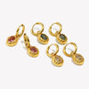 Colorful Zircon Stone Hoop Earring Hammered Pattern Oval Earrings Stainless Steel Gold Plated For Women's Gift - Image 2