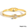 316L Stainless Steel Bangle Bracelet with Cubic Zirconia Details in Gold-Tone - Image 15