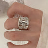 Silver Open Finger Ring Golden Clear CZ Square Droplet Geometric Punk For Women Jewelry Gift - Image 45