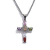 Delicate Colorful Bling Cubic Zirconia Cross Pendant Stainless Steel Necklace Shiny Jewelry Gift - Image 9