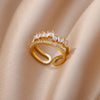 White Zircon Flower Leaf Shape Stainless Steel Rings For Women Adjustable Aesthetic Wedding Ring Light Female Jewelry Bff - Image 15