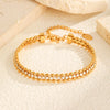 Stainless Steel Double Row Olive Bead White Zircon Bracelet for Women,Gold Color Tennis Chain Bracelets,Classic Jewelry Gifts - Image 4