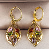 Women's Shiny Colorful Zircon Drop Earrings Multicolor Stone Leaf Rose Gold Color Charming Dangle Earring Jewelry - Image 4