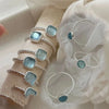 Silver Rings For Women Geometric Jewelry Finger Adjustable Simple BLue Stone CZ Ring For Party Birthday Gift - Image 1