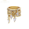 Iced Out Stack Chain Ring Gold Color Micro Paved CZ Engagement Band Multi Piece Stacking Finger Jewelry - Image 9