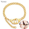 Simple all-in-one stainless steel couples handcuff bracelet for lovers Valentine's Day gift jewelry - Image 1