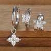 3PCS Silver Color Stainless Steel Crown Hoop Earring Set for Women Four Flower Zircon Cartilage Piercing Earring Jewelry - Image 20