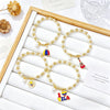 Selling Pearl Chain Violin Round Heart-Shaped Venezuela Flag Stretch Bracelet: for Women Party Patriotic Jewelry Gift - Image 1