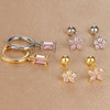 3pcs Stainless Steel Square Pink Zirconia Earrings Set For Women Small Helix Screw Cartilage Piercing Party Jewelry Accessories - Image 14