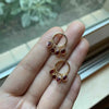 Vintage style red gemstone circular tassel earrings for women creative charm stud earings banquets light wear jewelry - Image 3
