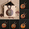 Ethnic Style Round Wood Beads Alloy Leaf Pendant Necklace For Women Girl Bohemian Sweater Chain Vintage Jewelry Accessories Gift - Image 1