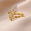 Zircon Double Star Rings For Women Gold Color Stainless Steel Opening Stars Finger Ring Wedding Party Aesthetic Jewelry Gift - Image 42