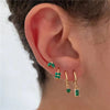 4PCS Green Crystal Zircon Stainless Steel Hoop Earrings Set For Women Daily Versatile Square Earring Piercing Jewelry - Image 1