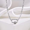Pave Zircon Pin Pendant Neckalce for Women, Adjustable Stainless Steel Paperclip Chain Jewelry - Image 7