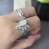 Silver Open Finger Ring Punk Heart Irregular Geometric Stackable For Women Girl Jewelry Gift - Image 44