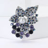 Rhinestone Flower Brooch Pin with Pearl and Leaf Designs - Image 24