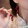 Elegant Shiny Rhinestone Dangle Earrings Tassel Pearl Korean Style Earrings Bow Red Rose Bow Stud Earrings Wedding Accessories - Image 21