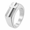 Unisex Stainless Steel Cross Signet Ring Radiant Sunburst Texture Christian Religious Finger Band Men Women Faith Jewelry Gift - Image 2