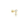 Silver 1pc Flower Shaped Inlaid Zircon Piercing Drop Earrings For Women Gold Jewelry Gift - Image 7