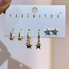 6pcs Pendant Earring Set Star Flower Butterfly and Simple Hoop Earrings Jewelry Gold Plated Accessory - Image 6