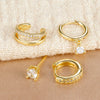 4PCS Gold Color Huggie Hoop Earrings Set for Women Tiny CZ Ear Cuff Studs Cartilage Piercing Jewelry - Image 6