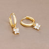 2Pcs 12 Constellation Birthstone Little Gold Plated Ear Hoop Earrings Cubic Zirconia Butterfly Pendant Party Wedding Jewelry - Image 2