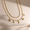 Zircon Water Drop Sun Star Evil Eye Pendant Necklace For Women Gold Plated Stainless Steel Necklace Jewelry - Image 6