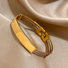 Greatera Stainless Steel Bent Wire Bracelet Three-colour Creative Design Bangle For Women Men Triple Wire Braided Twine Bracelet - Image 5