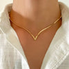 Ingemark Vintage Simple Flat Snake Chain Choker Necklace for Men Creative V Shape Pendant Clavicle Chain Male Punk Jewelry - Image 2