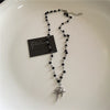 Punk Gothic Red Glass Cross Heart Pendant Pearl Necklace For Women Men Hip Hop Y2K 90s Short Choker Charms Jewelry Accessories - Image 6