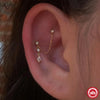 Silver 1pc Water Drop Zirconia Tassel Chain Two Stud Earrings For Women Hypoallergic Jewelry - Image 1
