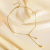 Water Drop Tassel Y Necklace Adjustable in Stainless Steel - Image 4