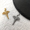 Gold Plated Stainless Steel Angel Wing Serpent Necklace Greek Caduceus Pendant, Doctor/Nurse Charm Jewelry - Image 2