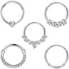 1-5pcs 16G 316L Stainless Steel CZ Hinged Septum Clicker Nose Hoop Rings,Daith Helix Tragus Cartilage Piercing Jewelry - Image 1