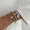4Pcs/Set Imitation Pearls Metal Heart Pendant Bracelets Women Creative Sliver Color Cube Chain Jewelry - Image 1