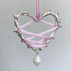 Exaggeration Elegant Pink Black Bow Tie Love Metal Heart Necklace Ribbon Pearl Pendant Necklace for Women Jewelry - Image 1