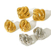 Gold Plated Wave Texture Stud Earrings Chunky Geometric Square Earrings Jewelry for Women - Image 5