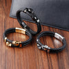 Multi-layer Bracelet Punk Stainless Steel Charm Magnetic Black Men's Leather Bracelets Skull Braided Bangles Jewelry - Image 4