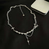 Kpop Zircon Cross Star Beaded Necklace Men Imitation Pearl Star Pendant Necklaces Y2K Hiphop Star Tassel Choker Necklace Unisex - Image 5