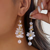 Elegant Christmas Tree Dangle Earrings For Women Baroque Irregular Imitation Pearl Stacked Drop Earring Holiday Party Jewelry - Image 1