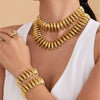 Stainless Steel Chunky Choker Bracelet Set For Women Gold Plated Shuttle Beads Handmade Hyperbole Short Necklace Bracelets - Image 5