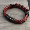 Multi Layer Braided Rope Leather Bracelet Stainless Steel Men Bangles for Red Stone Charm Women Jewelry - Image 5
