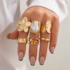 6pcs/Set Vintage Metal Flower Ring Set for Women Punk Elegant Baroque Faux Pearl Knuckle Rings Daily Wear Party Holiday Gifts - Image 1