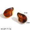 Brown Resin Geometric Shape Earrings Stainless Steel Gold-plated Ear Studs for Women - Image 8